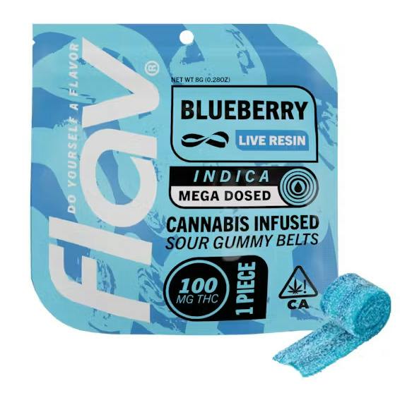 Flav - Mega Dose Sour Belt - Blueberry (I) (100mg THC/40mg CBN)