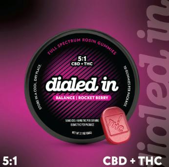 Dialed In Gummies - Rosin Gummies - Rocket Berry (H) (CBD 500mg/THC 100mg)