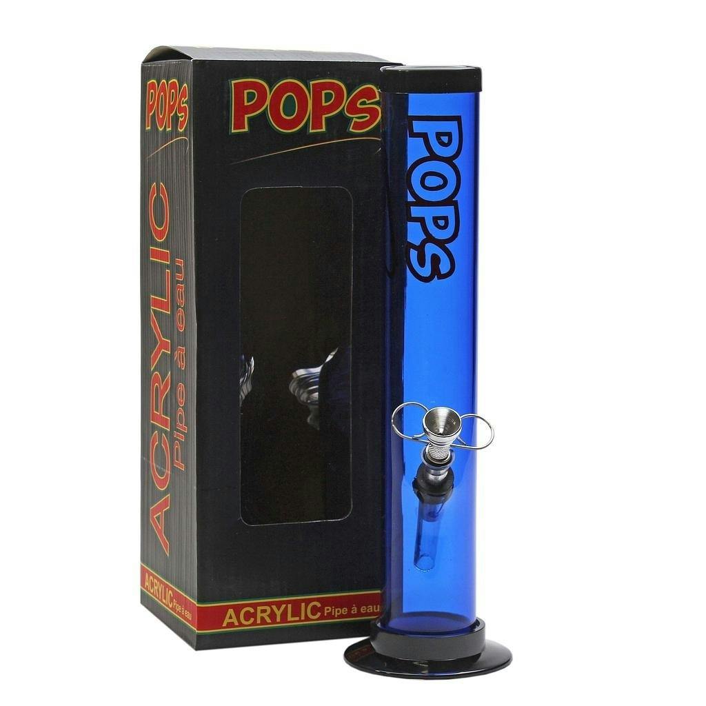 Pops - 12" Straight Acrylic Bong - Dark Blue