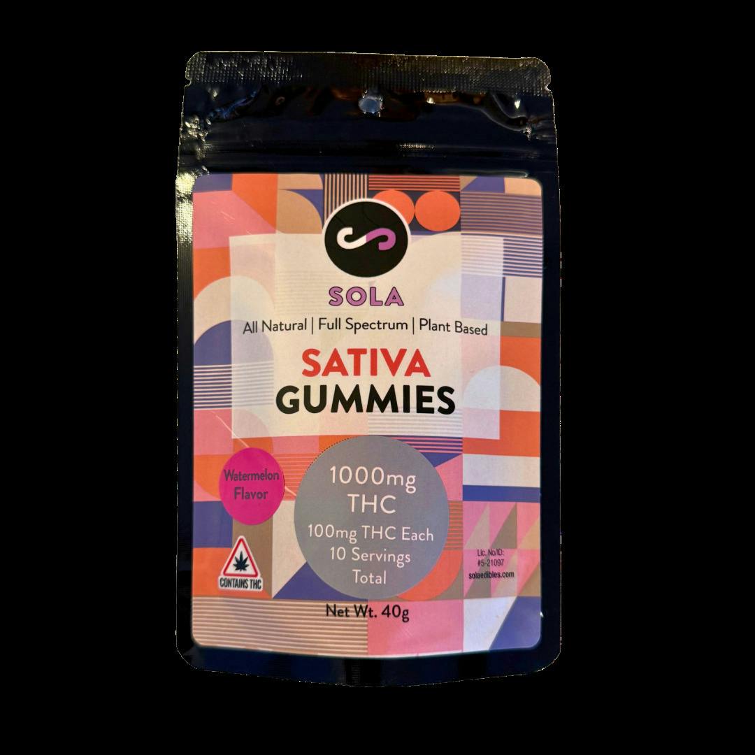 Sola 1000mg Sativa Gummies - Watermelon