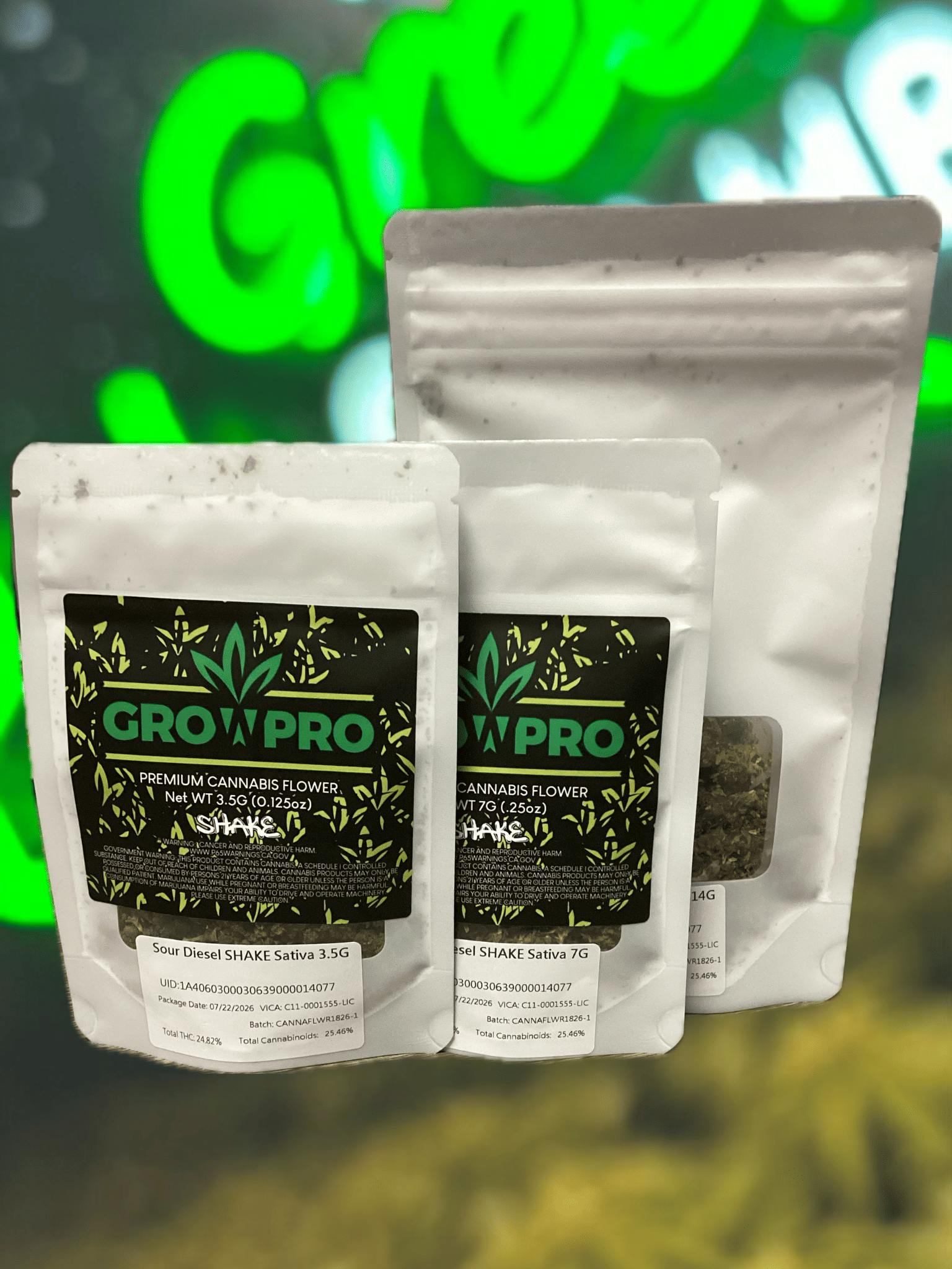 GrowPro - Sour Diesel Nugs & Shake - Eighth at The Green Chamber