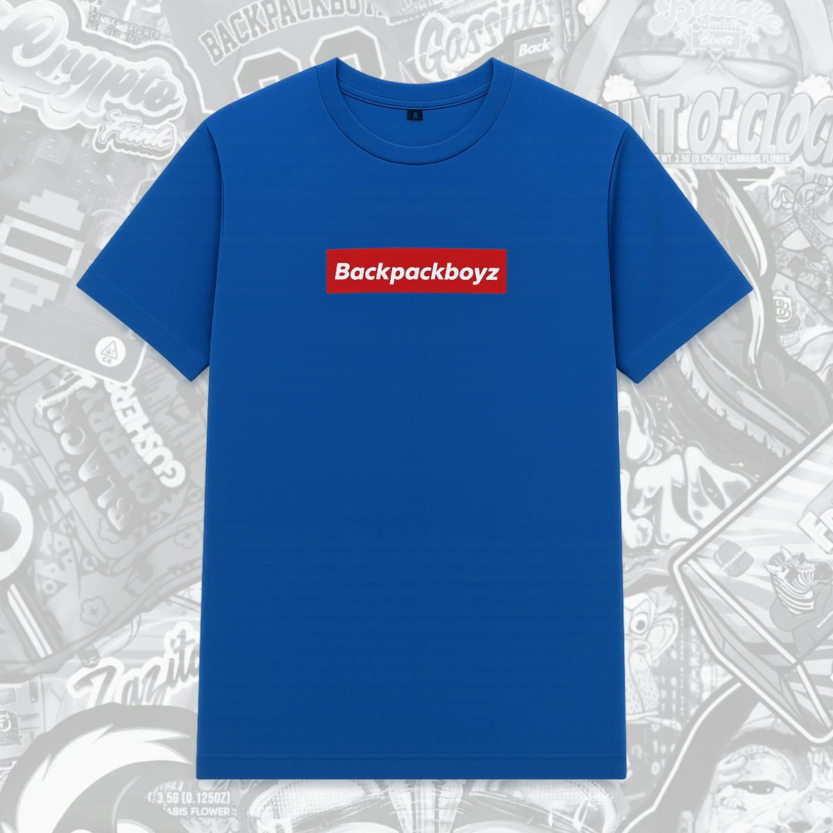 Backpack Boyz | Blue Red Box Logo Short Sleeve T-Shirt | Merch