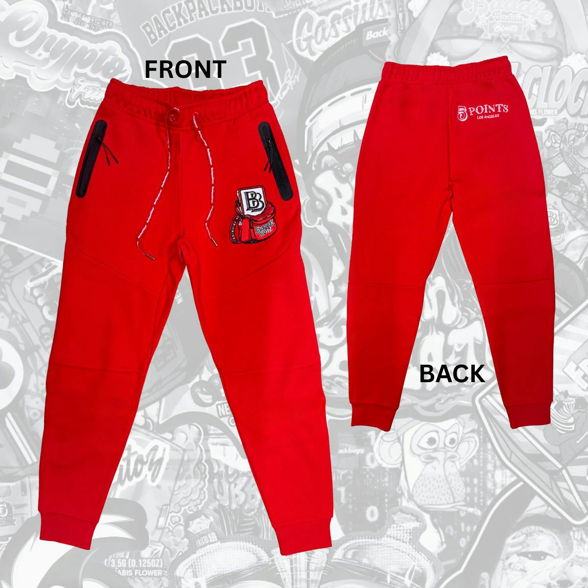 Backpack Boyz | Red BB Logo Tech Pants | Merch