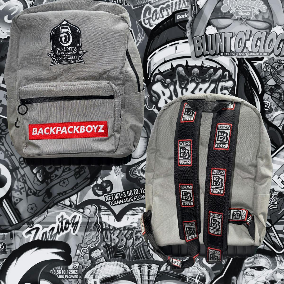 Backpack Boyz | Grey 5 Points Logo Backpack | Merch