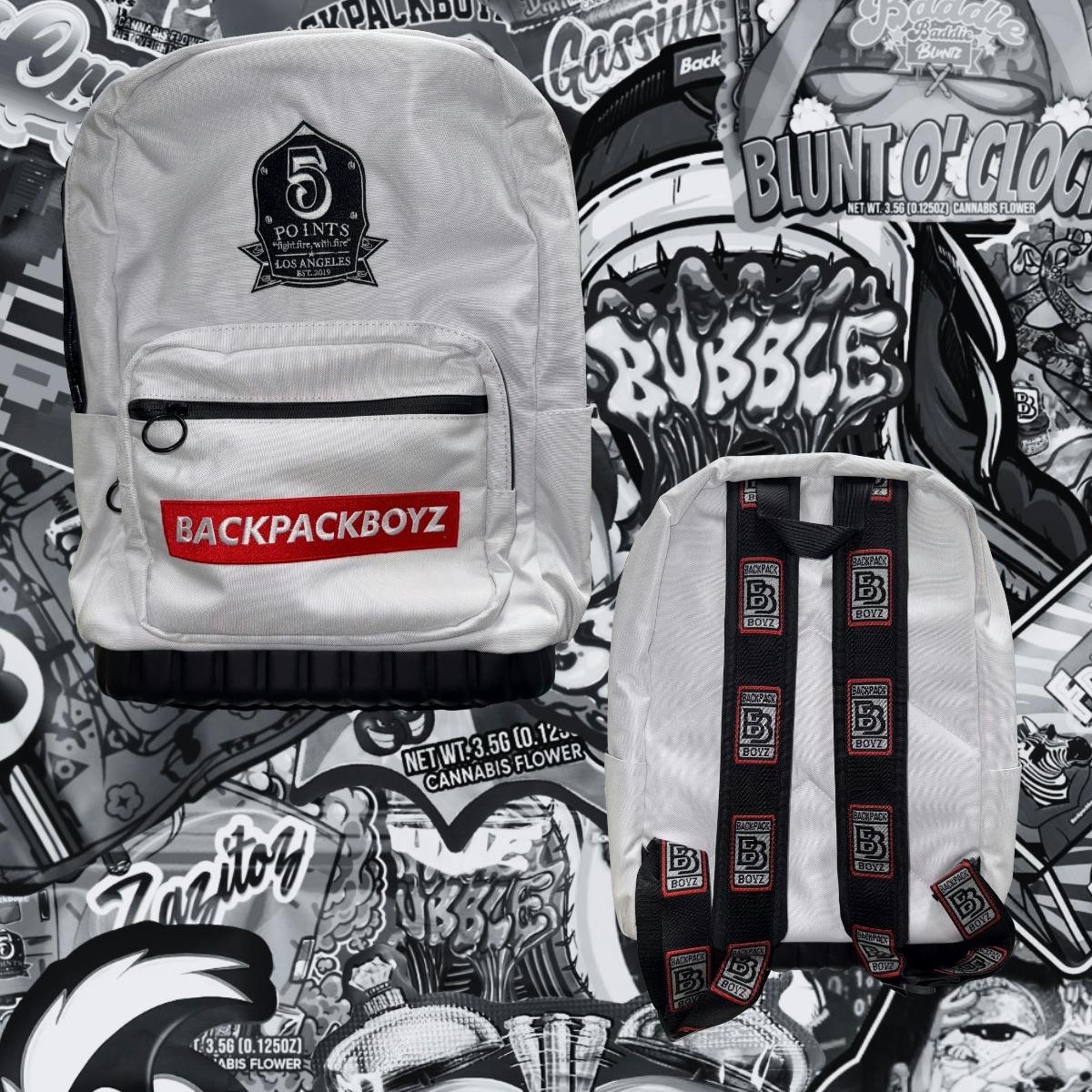 Backpack Boyz | White 5 Points Logo Backpack | Merch