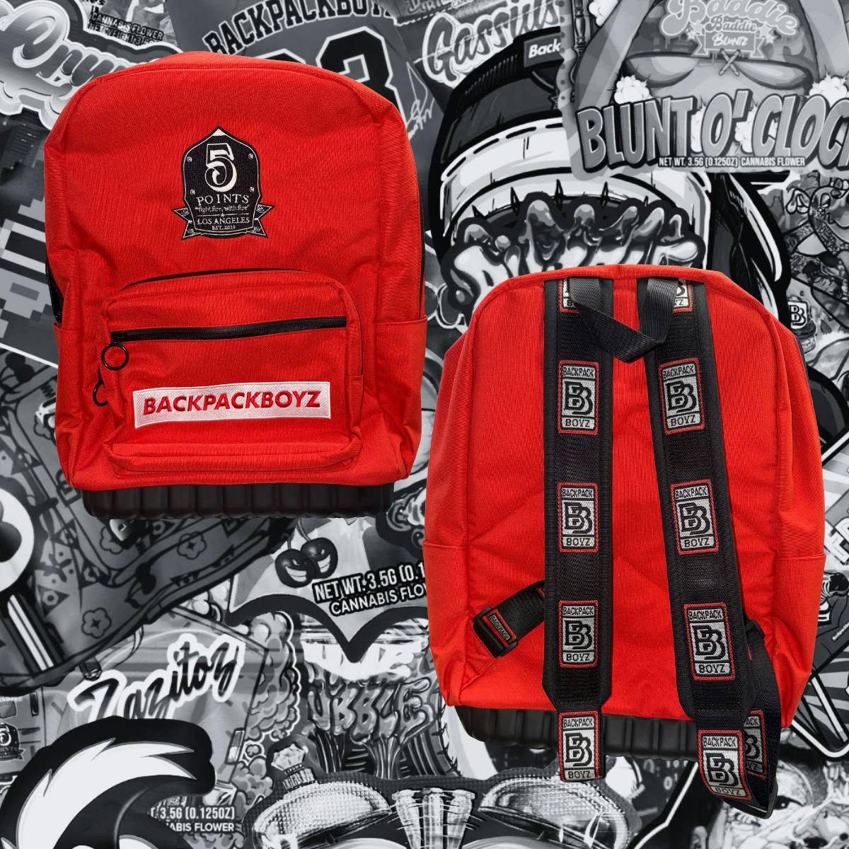 Backpack Boyz | Red 5 Points Logo Backpack | Merch