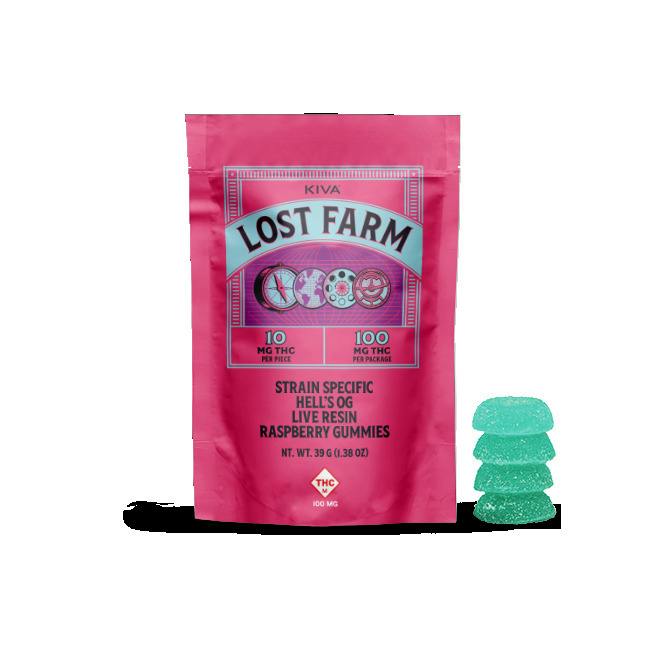 Lost Farm: Live Resin Gummies | Raspberry x Hell's OG | 100mg | 10pk