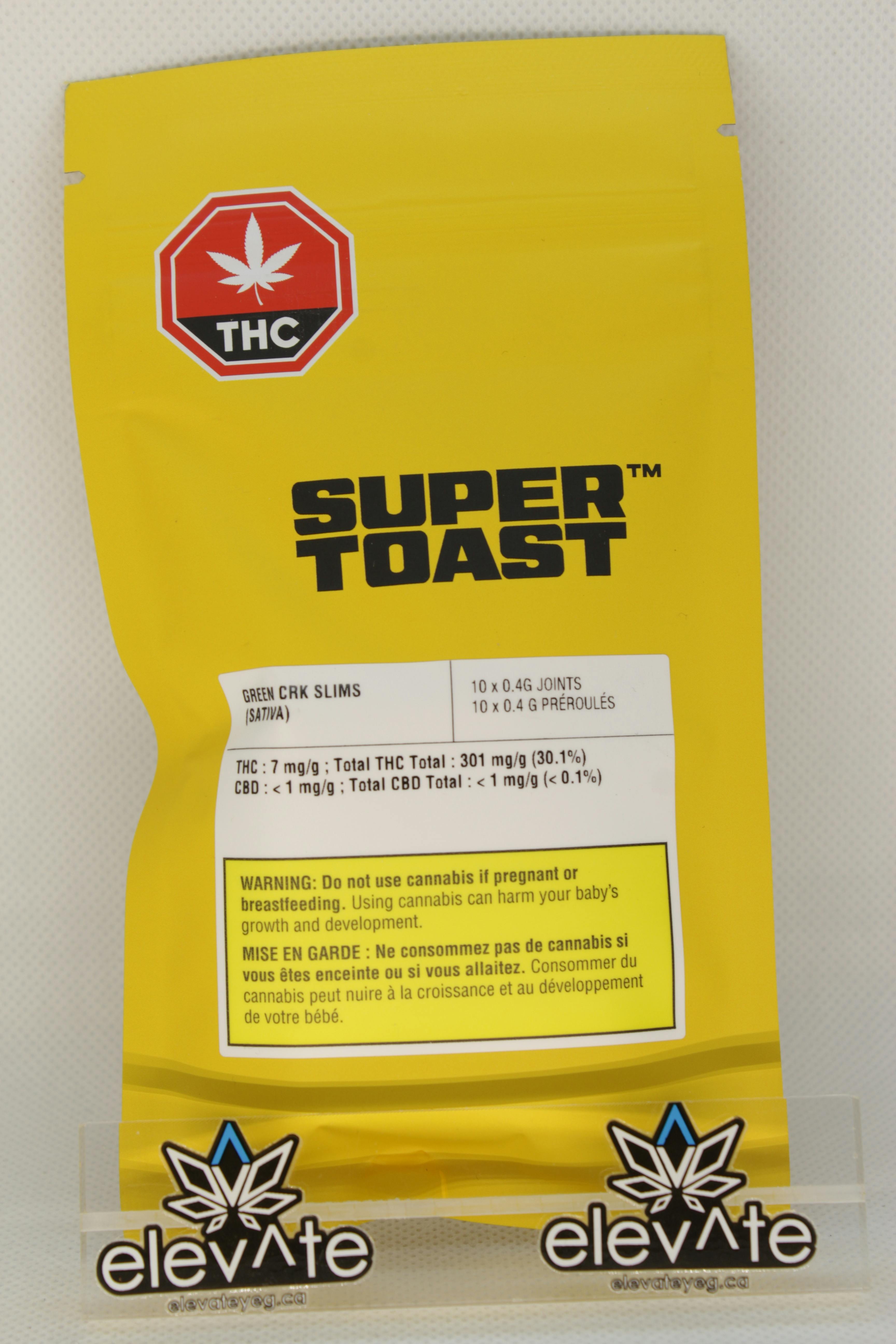 Super Toast Green CRK Slims 10 x 0.4g Pre Rolls