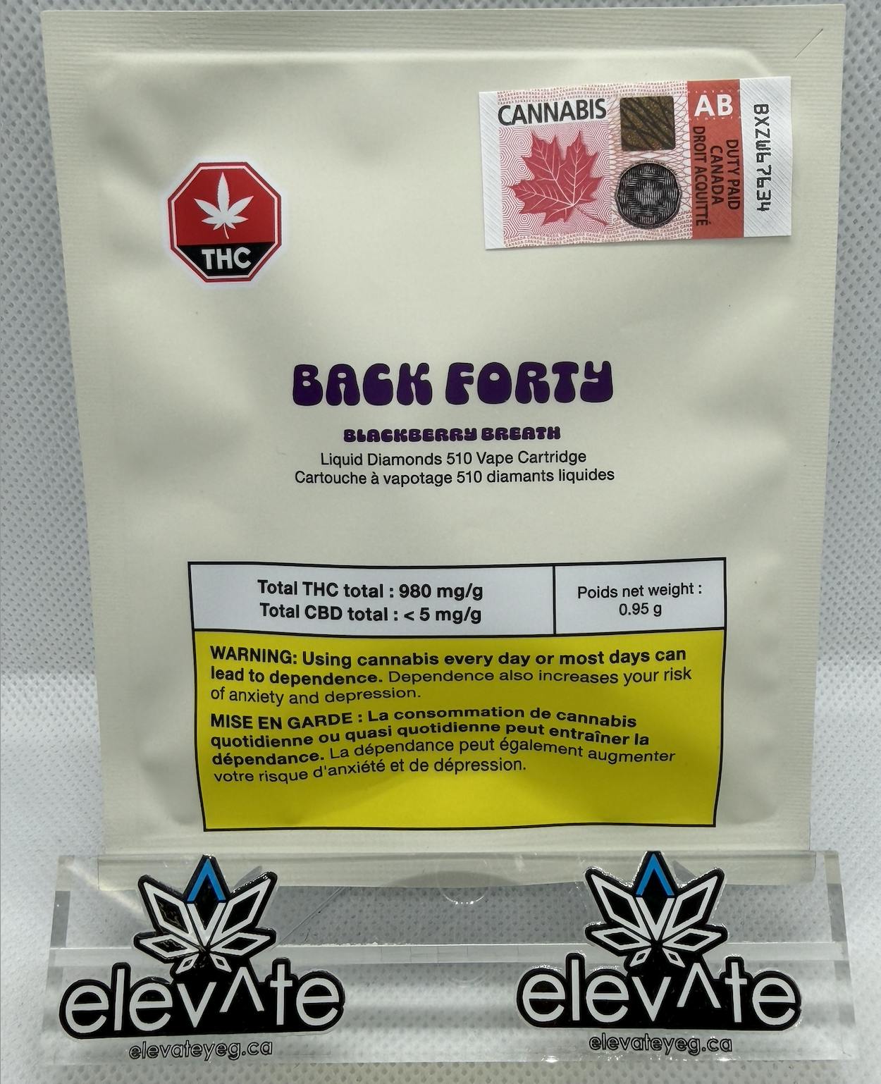 Back Forty Blackberry Breath Liquid Diamonds Vape Cart 0.95g