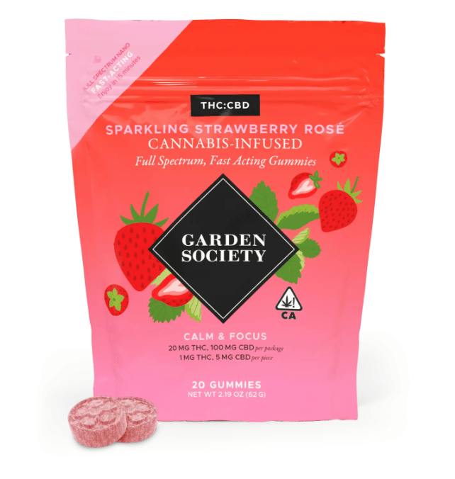 Garden Society Sparkling Strawberry Rosé Gummies (1:5 THC:CBD)