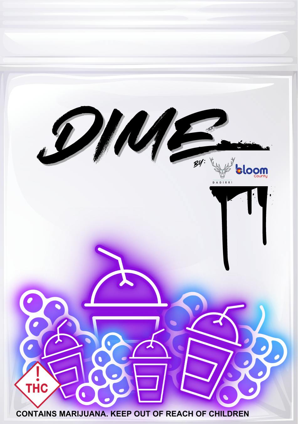 Dime - 2x .5g Infused Pre-Rolls - - Purp Grape Slushy - 1g
