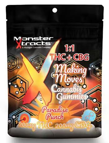 Monster - Paradise Punch 1:1 THC:CBG - 200mg Full Spectrum Gummies (10x20mg)