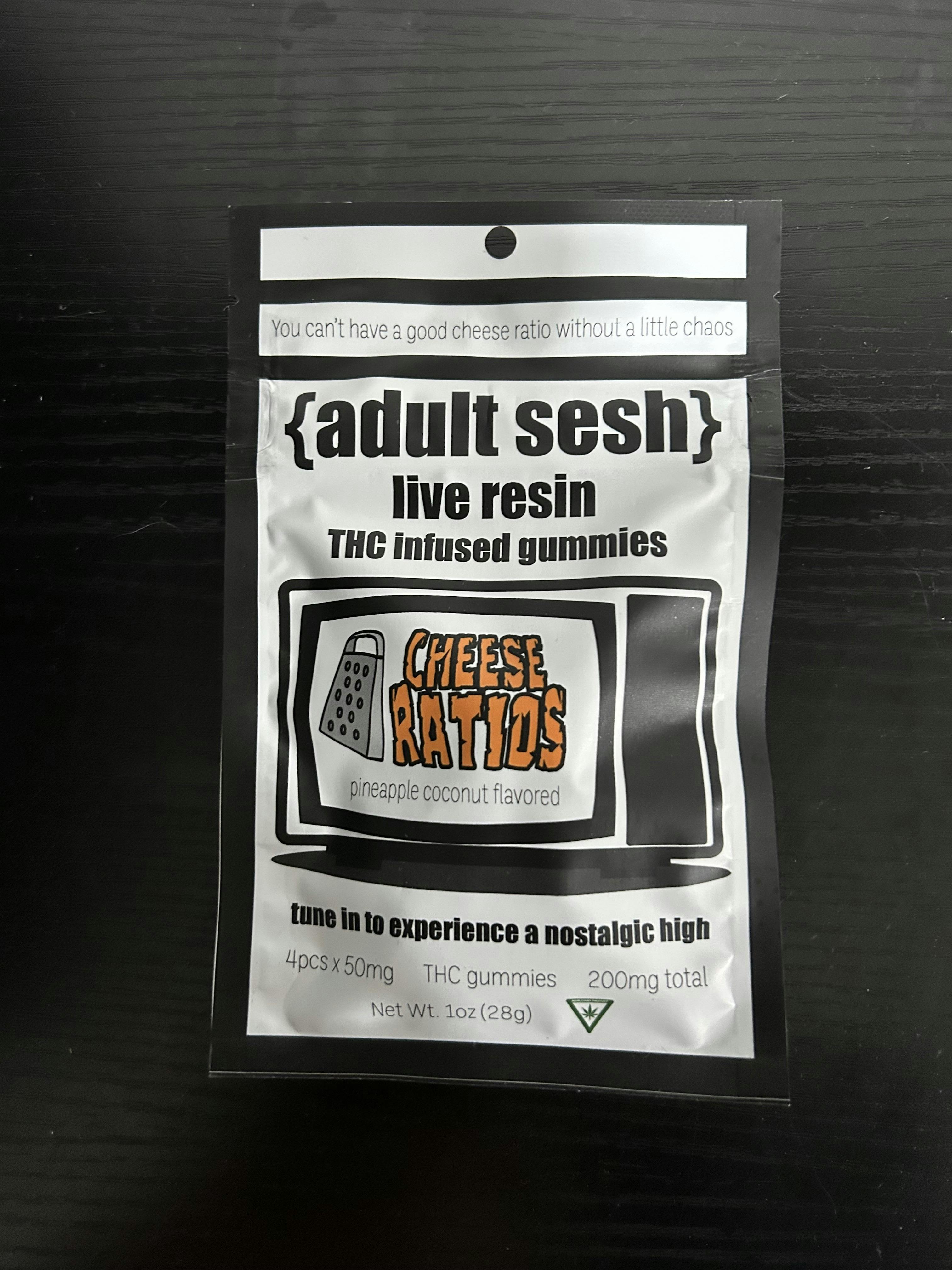 Adult Sesh - Pineapple Coconut - 200mg Live Resin Gummies (4x50mg) at Nirvana Cannabis - Menominee