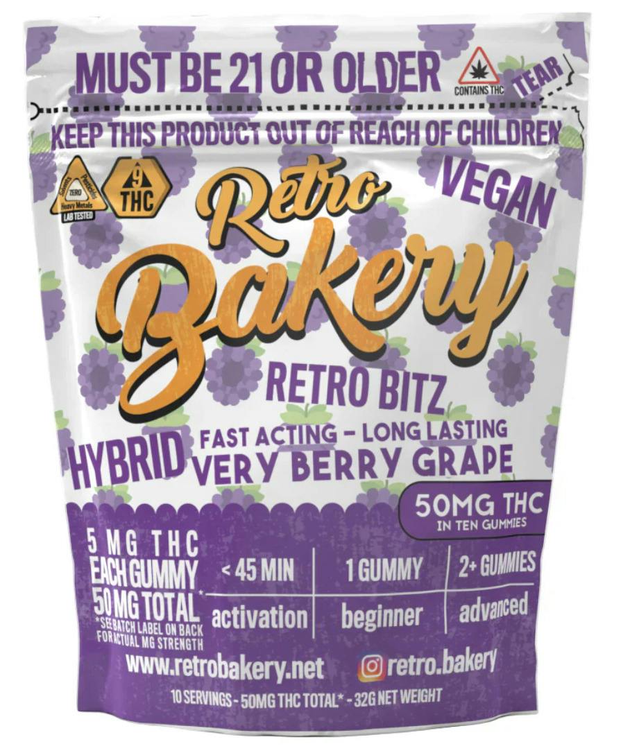 Retro Bakery | Retro Bitz | 50 mg | Very Berry Grape at MN Roots Dispensary - Crosslake