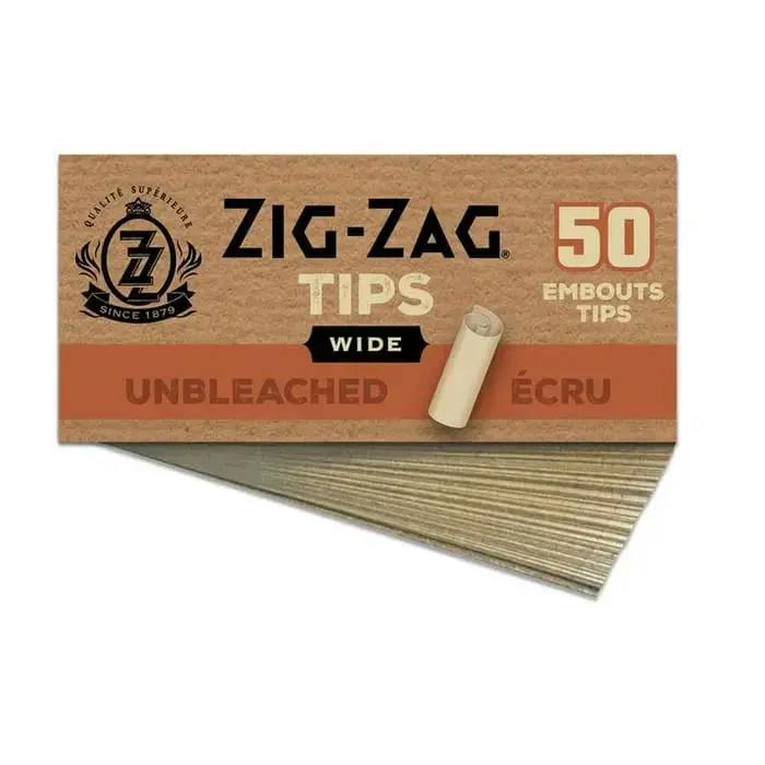 Zig-Zag Rolling Paper Tips | Unbleached Wide | 50 Tips