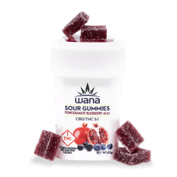 Wana Sour Gummies: Pomegranate Blueberry Acai 5:1