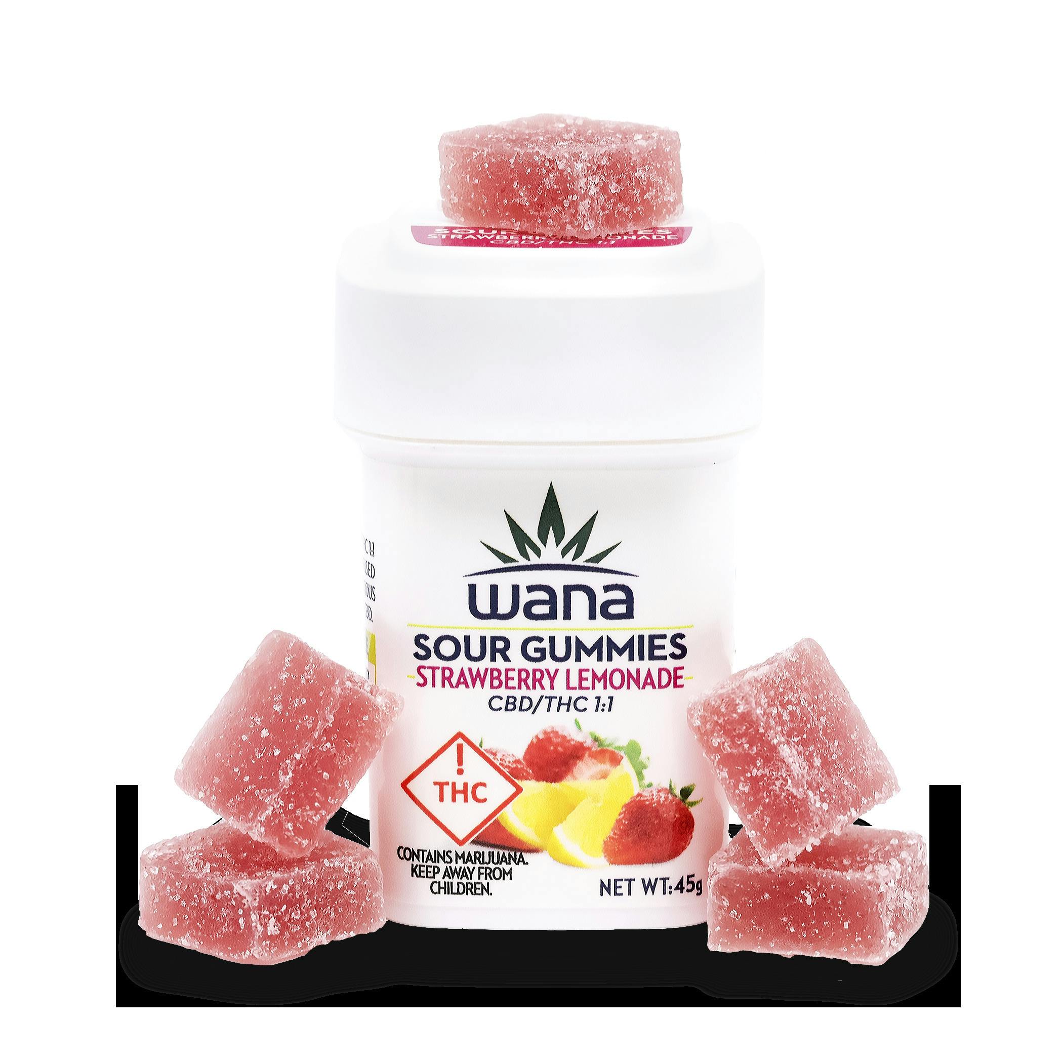 Wana - Sour Gummies - 100mg - 1:1 THC/CBD - Strawberry Lemonade