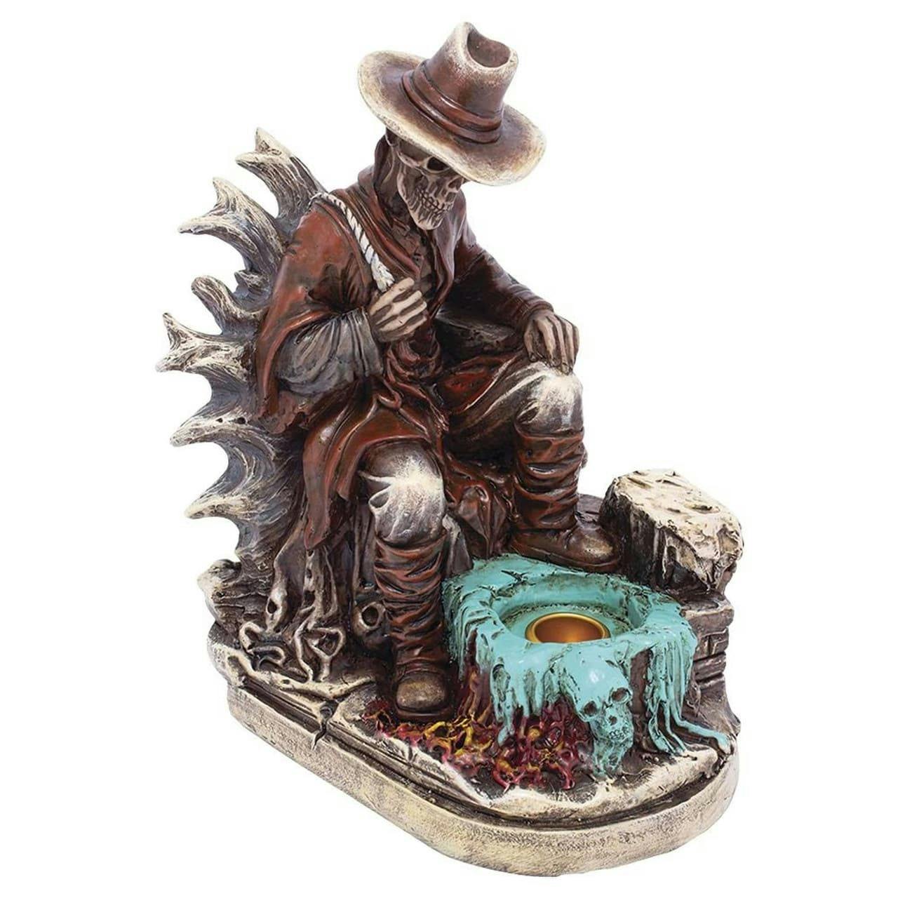 Fujima Skeleton Cowboy Polyresin Incense or Tealight Holder