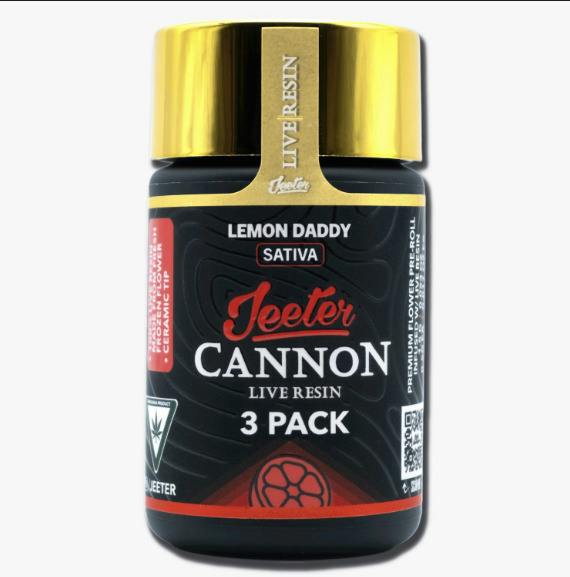 Jeeter Cannon 3x0.5g Live Resin Pre Roll Pack | Lemon Daddy - Sativa
