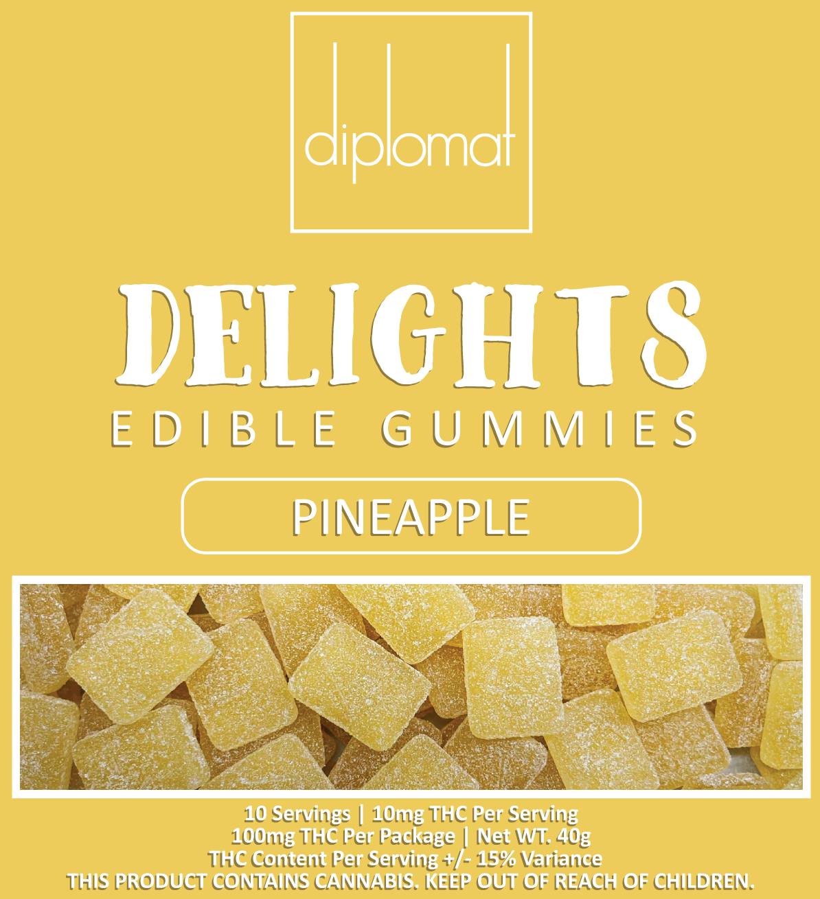 Diplomat Delights | Pineapple Gummies 10pk 100mg