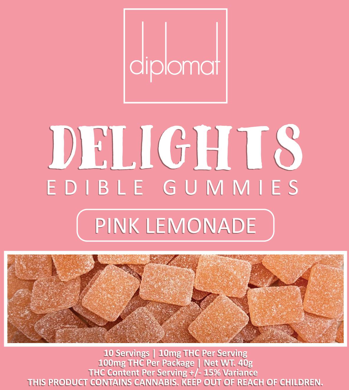 Diplomat Delights | Pink Lemonade Gummies 10pk 100mg