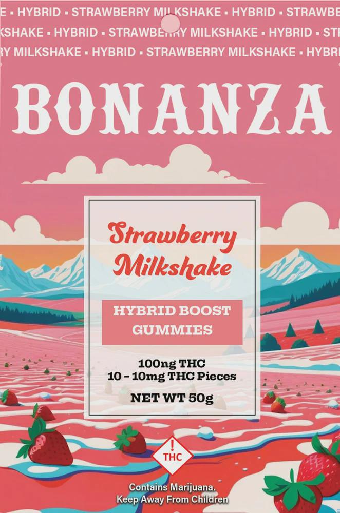 Bonanza Strawberry Milkshake 100mg Hybrid Boost Gummies
