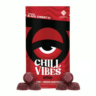 DOSD Nano Bites Chill Vibes Black Cherry 1:1 CBD:THC (2000mg) + 500mg Reishi Mushrooms | MED