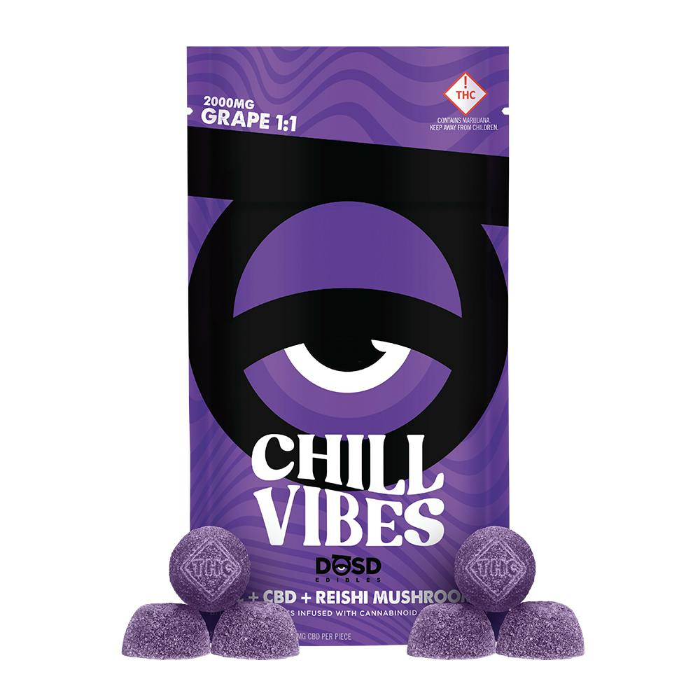 DOSD Nano Bites Chill Vibes Grape 1:1 CBD:THC (2000mg) + 500mg Reishi Mushrooms | MED
