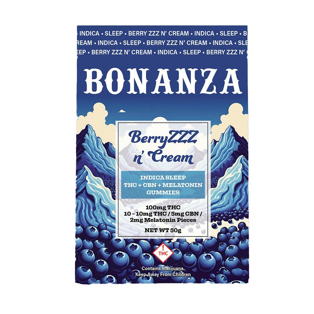 Bonanza BerryZZZ n' Cream THC:CBN 100mg:50mg Sleep Gummies