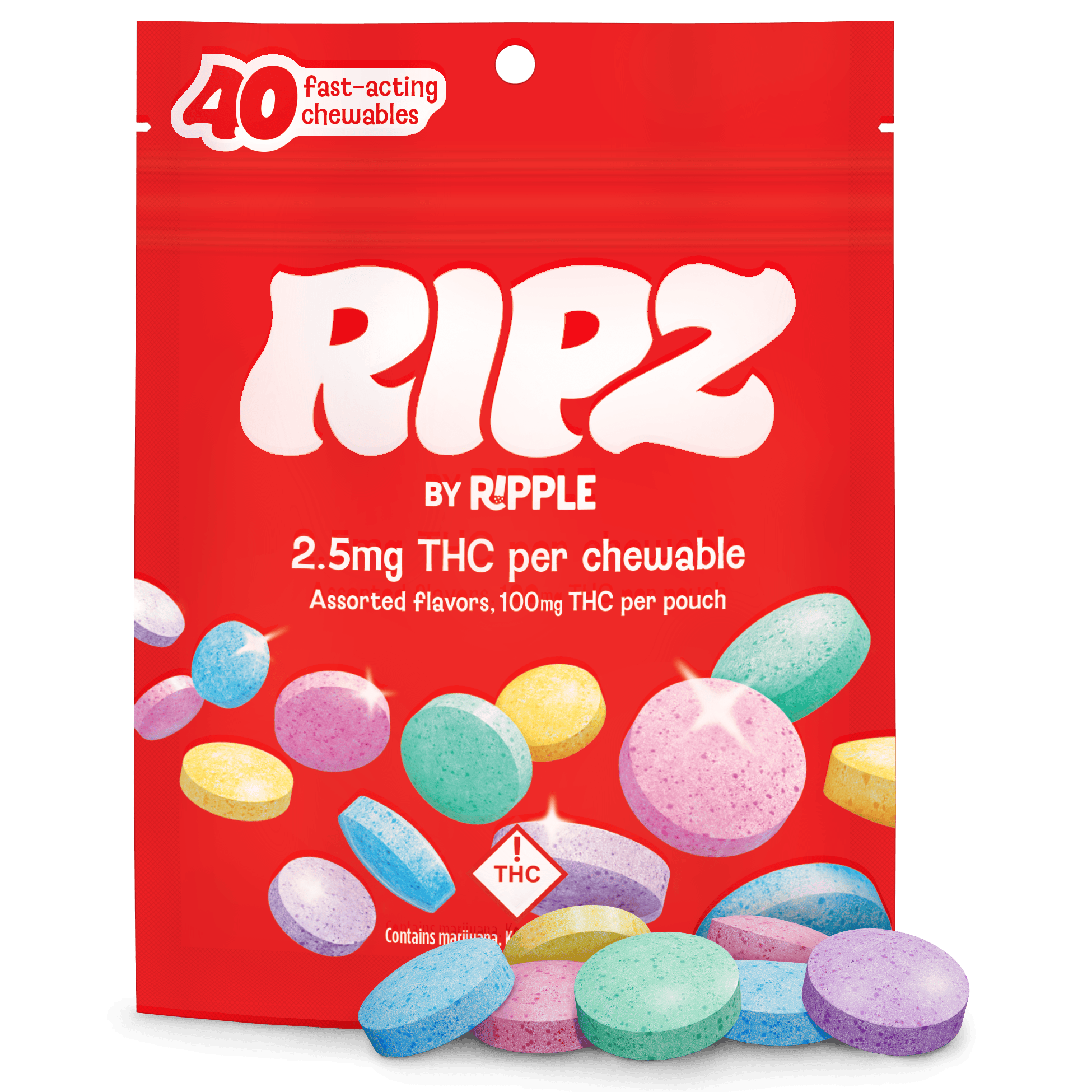 Ripz - Assorted Flavors Chewables [40pk] (100mg) | Ripple - Fast-Acting Chewables