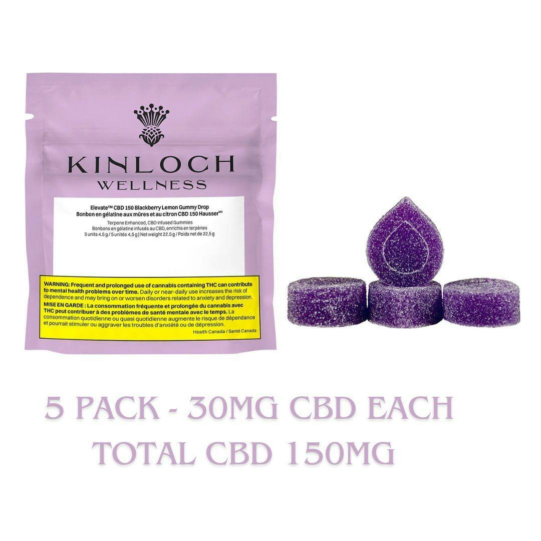 Kinloch Wellness - Elevate™ CBD 150 Blackberry Lemon Gummy Drop - 5 Pack