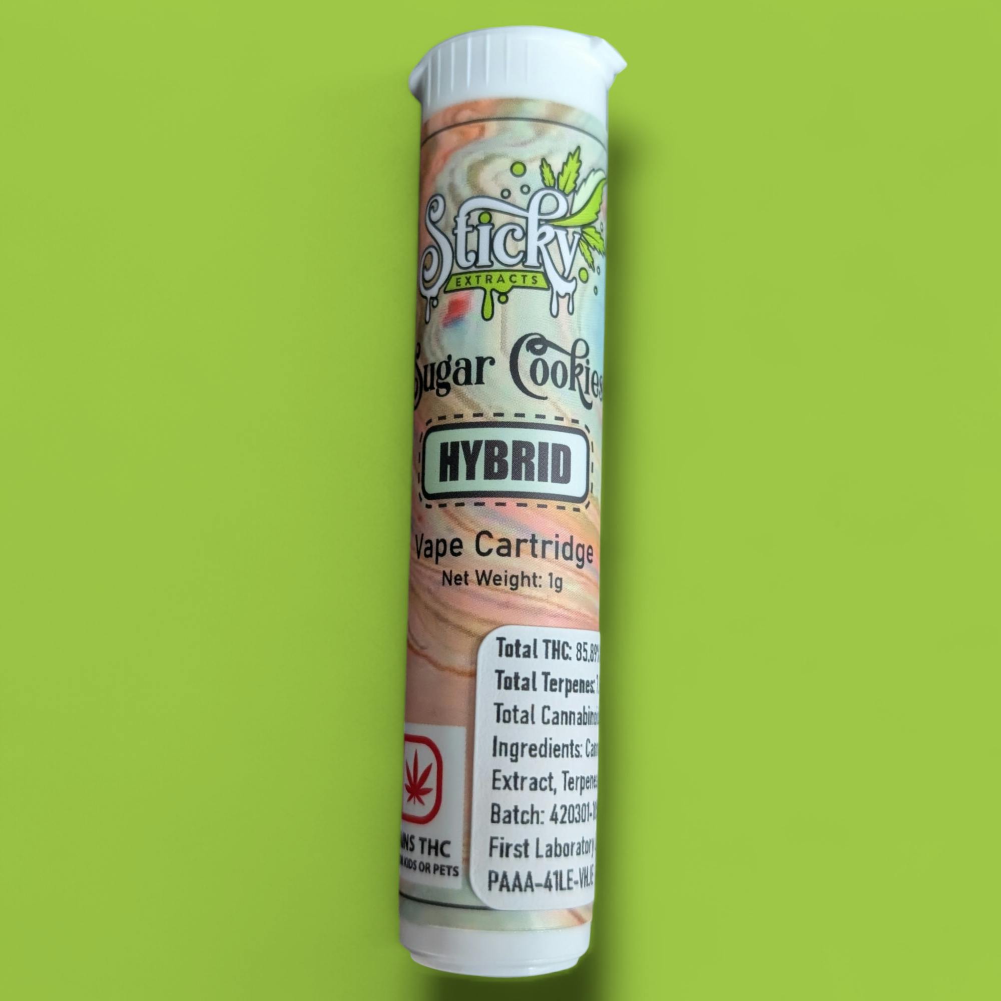 Sticky Extracts - 1g Cartridge - Sugar Cookies - Hybrid