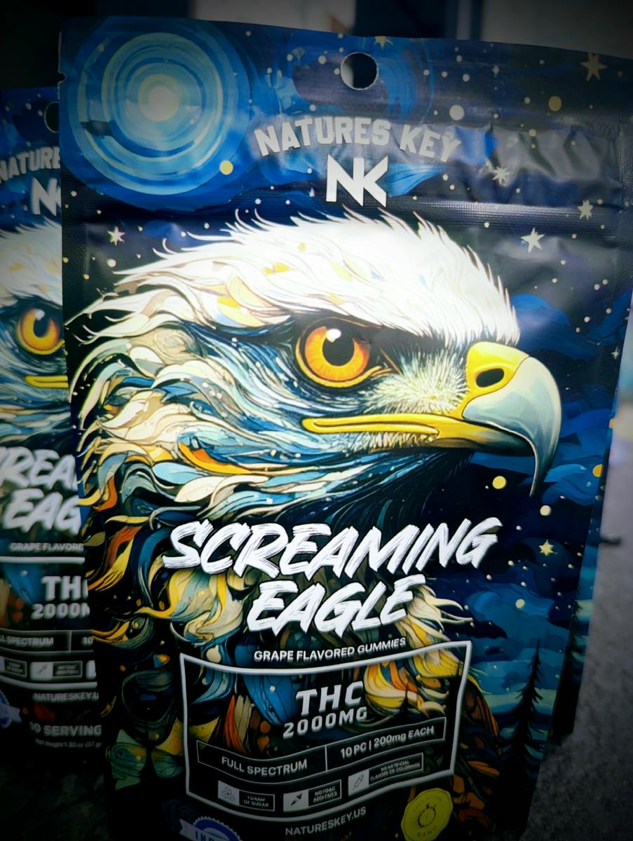 Nature’s Key - 2000mg/10pcs - Screaming Eagle Grape Gummy - Indica