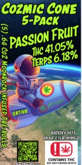 Aero Labs - Cozmic Cone .6g Infused preroll 5pk - Passion Fruit - Sativa