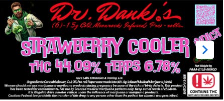 Aero Labs - Dr. Danks 1.5g co2 Infused preroll 6pk - Strawberry Cooler - Indica