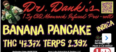 Aero Labs - Dr. Danks 1.5g co2 Infused preroll - Banana Pancake - Indica