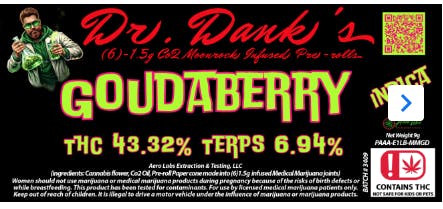 Aero Labs - Dr Danks 1.5g co2 infused preroll 6pk - Goudaberry - Indica