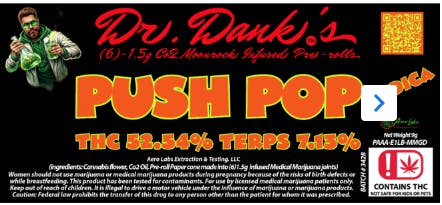 Aero Labs - Dr. Danks 1.5g co2 infused preroll 6pk - Push Pop - Indica