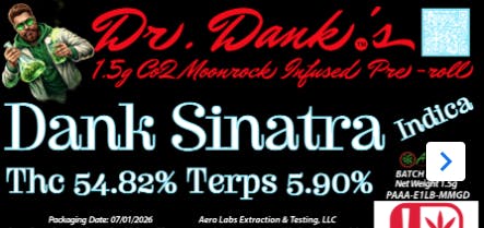 Aero Labs - Dr. Danks 1.5g co2 Infused preroll - Dank Sinatra - Indica
