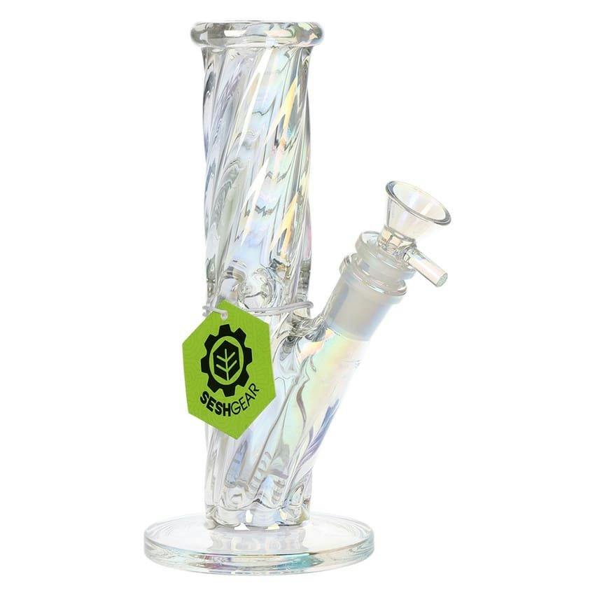 SeshGear | Twist Straight Tube Glass Water | 7.5"