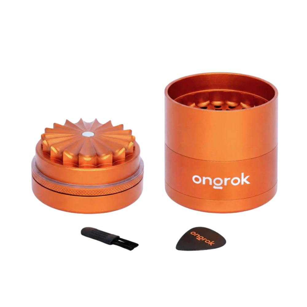 Ongrok | Flower Petal Toothless Mini Grinder w/ Storage | 55mm 5pc Orange