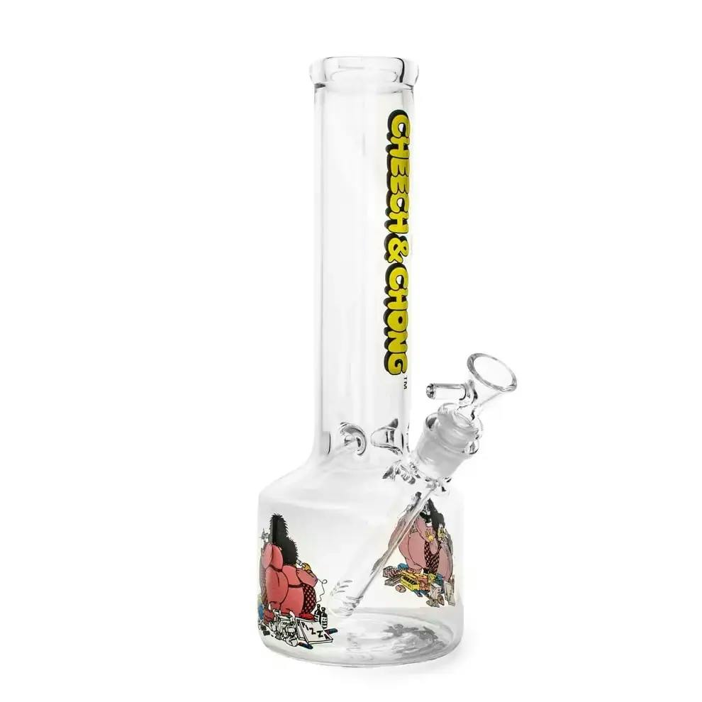 Cheech & Chong Glass | Tall Bloat On Canteen Base Water Pipe | 12''