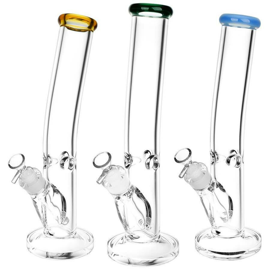 Classic Bent Neck Straight Tube Glass Water Pipe - 13.75" - 14mm F