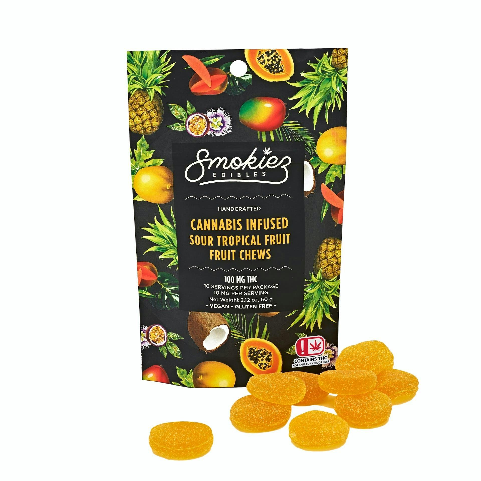 Smokiez Sour Tropical Fruit Gummies 10pk
