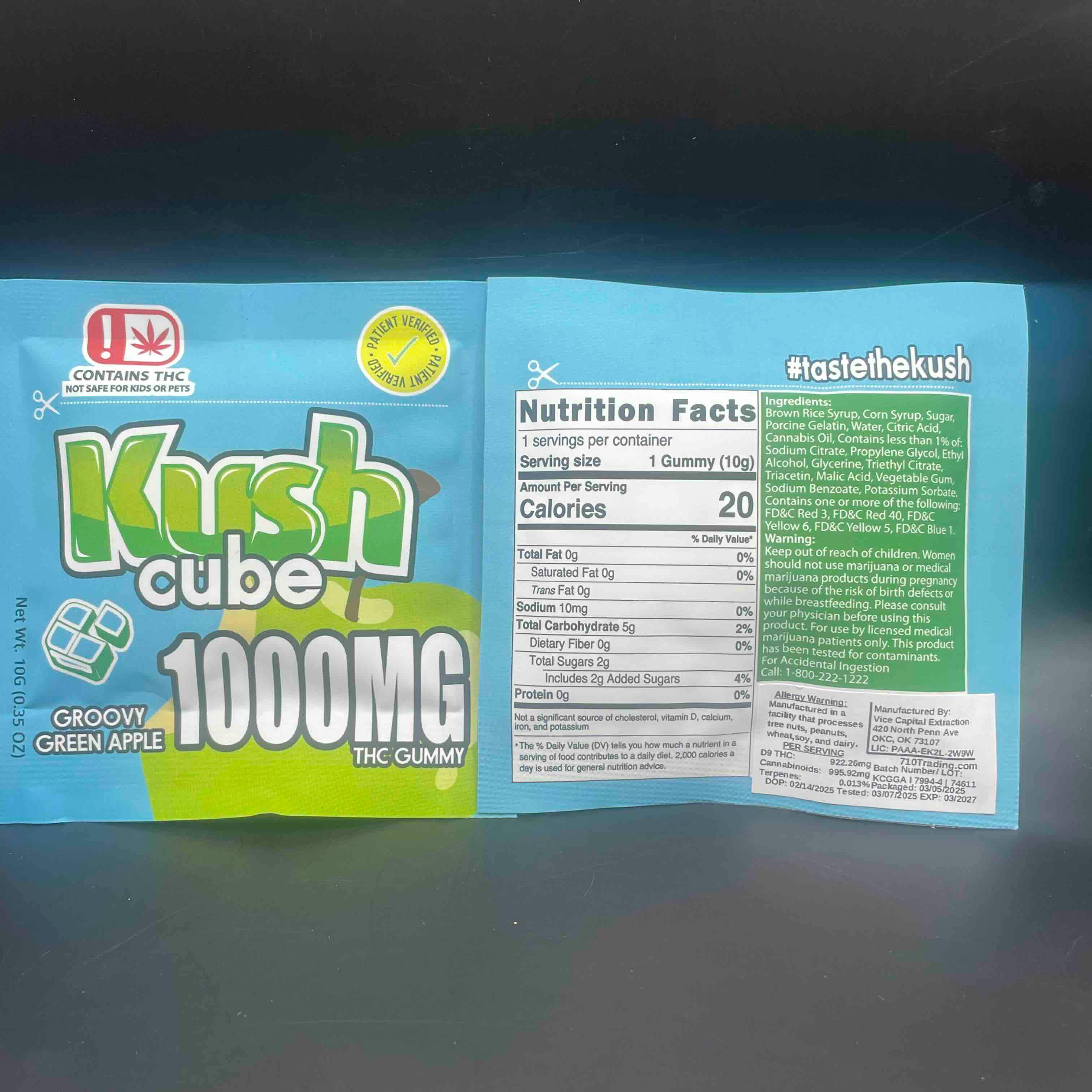 1000mg THC Kush Cube -SINGLE- Groovy Green Apple