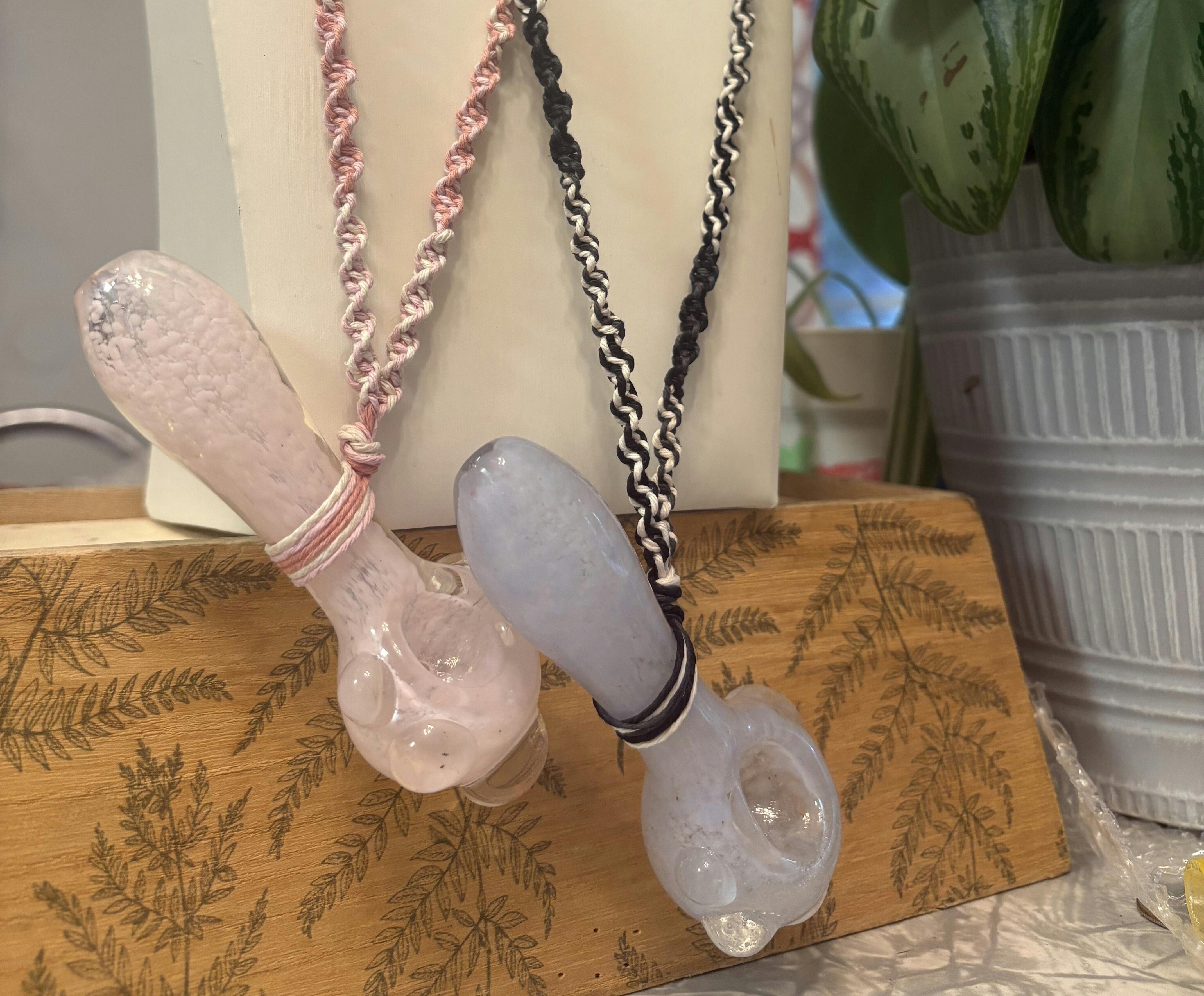 Handmade by Sarah Beth - Medium Cloud Glass Spoon w/Hemp - Assorted Colors