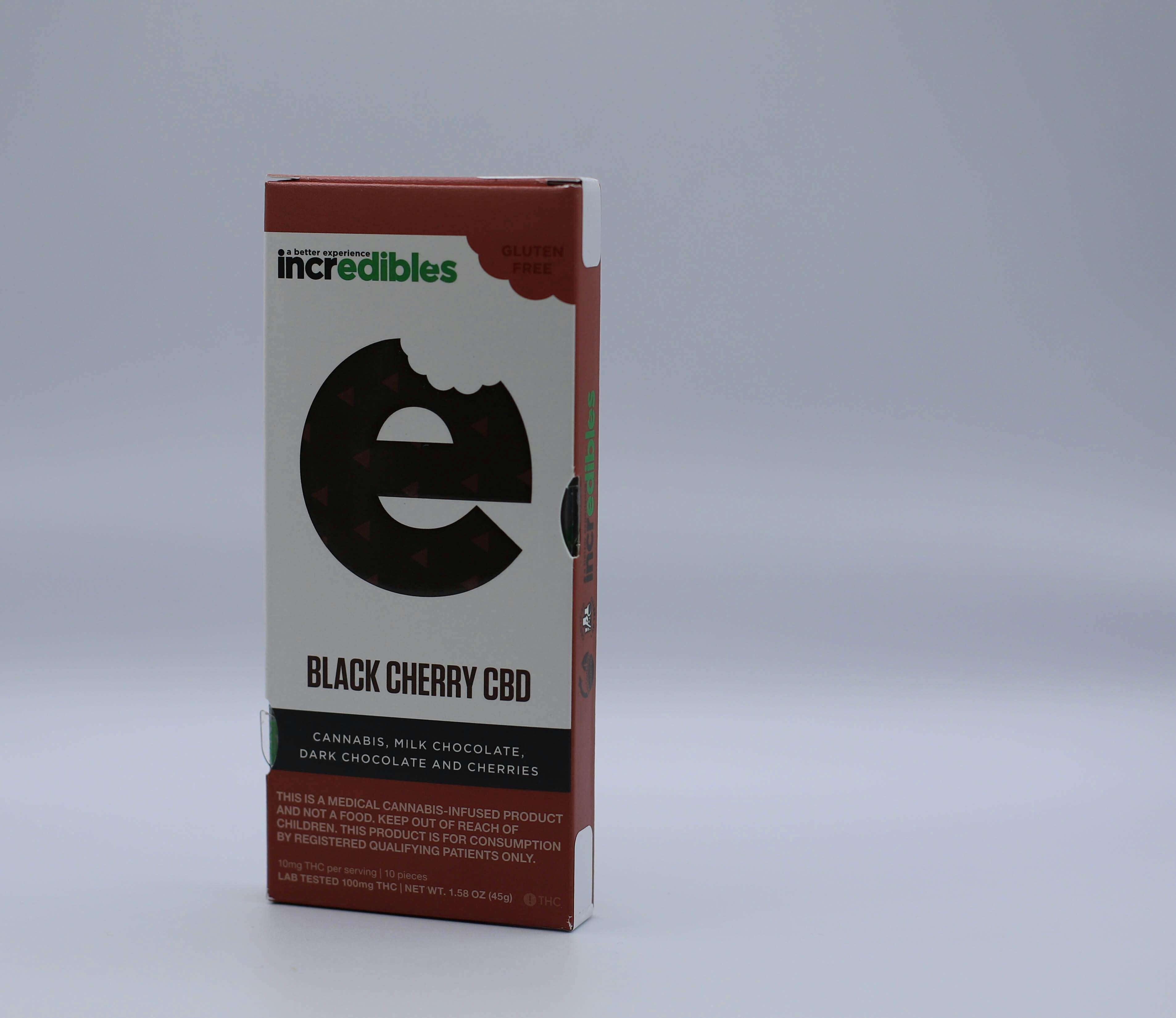Incredibles - Black Cherry - [1:1 CBD/THC] - Chocolate Bar - [200mg]