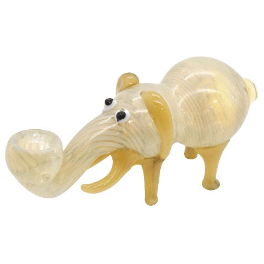 7" Tusk Up Elephant Glass Handpipe - Colors May Vary