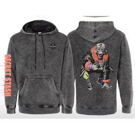 Secret Stash - Hoodie - Black Mineral Wash - Small