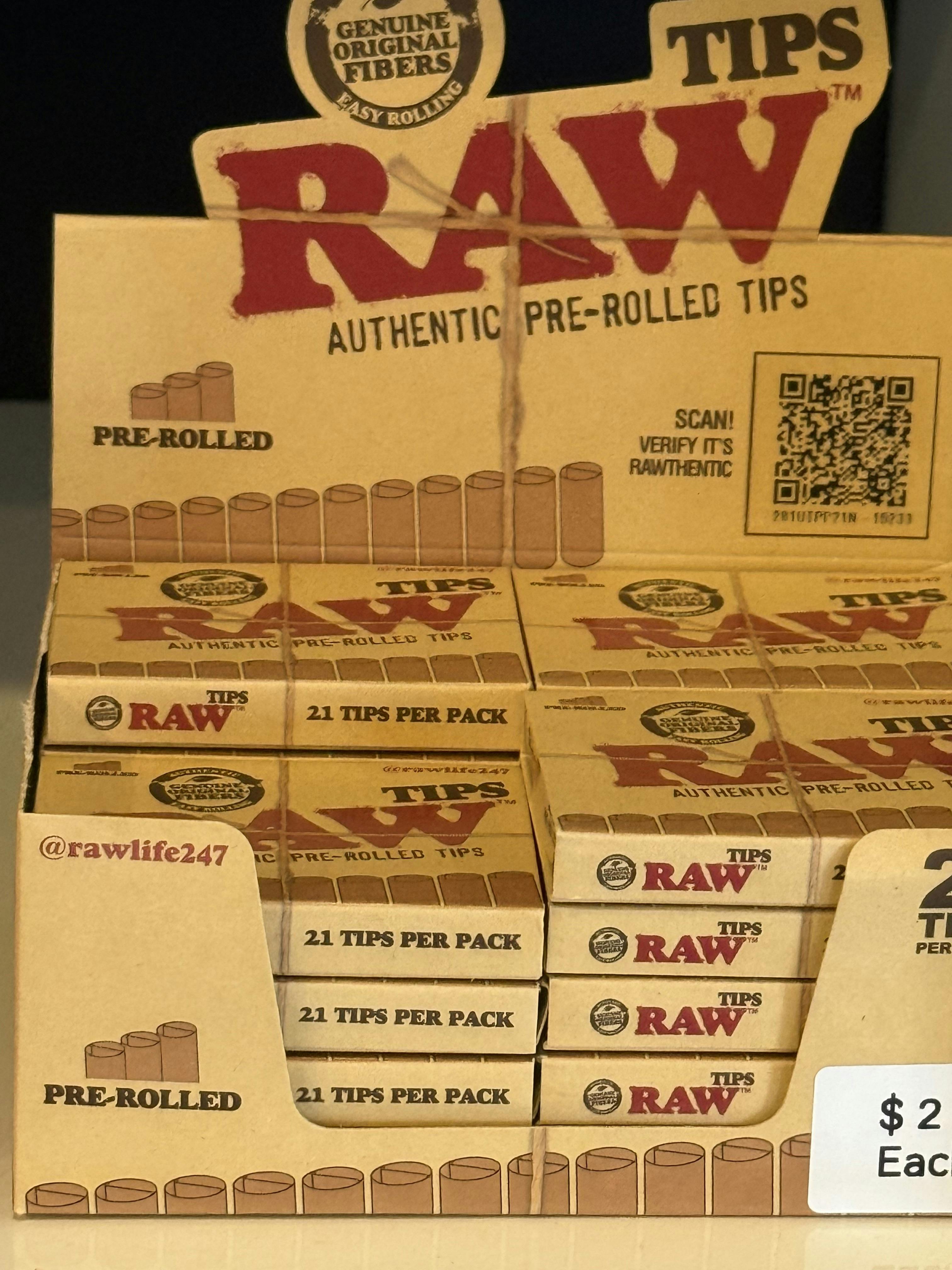 21pk RAW pre-rolled tips